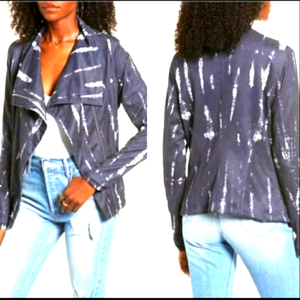 Blank NYC Tie Dye Faux Suede Drape Front Jacket New with tags